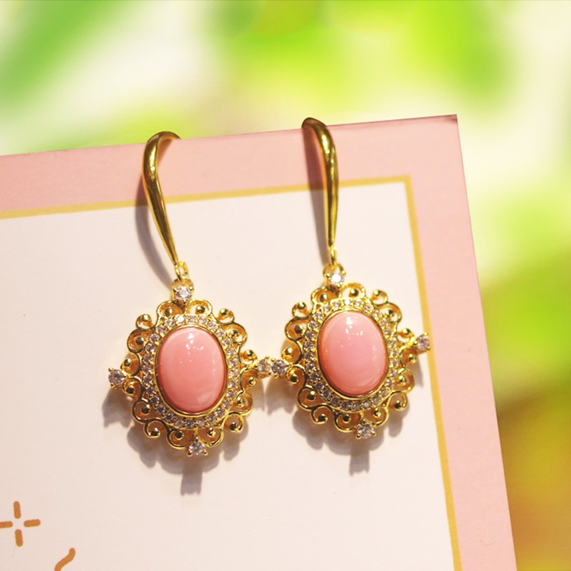 民族风唯美气质女式百搭款耳坠s925银镀金耳饰 天然女王贝耳环【图片