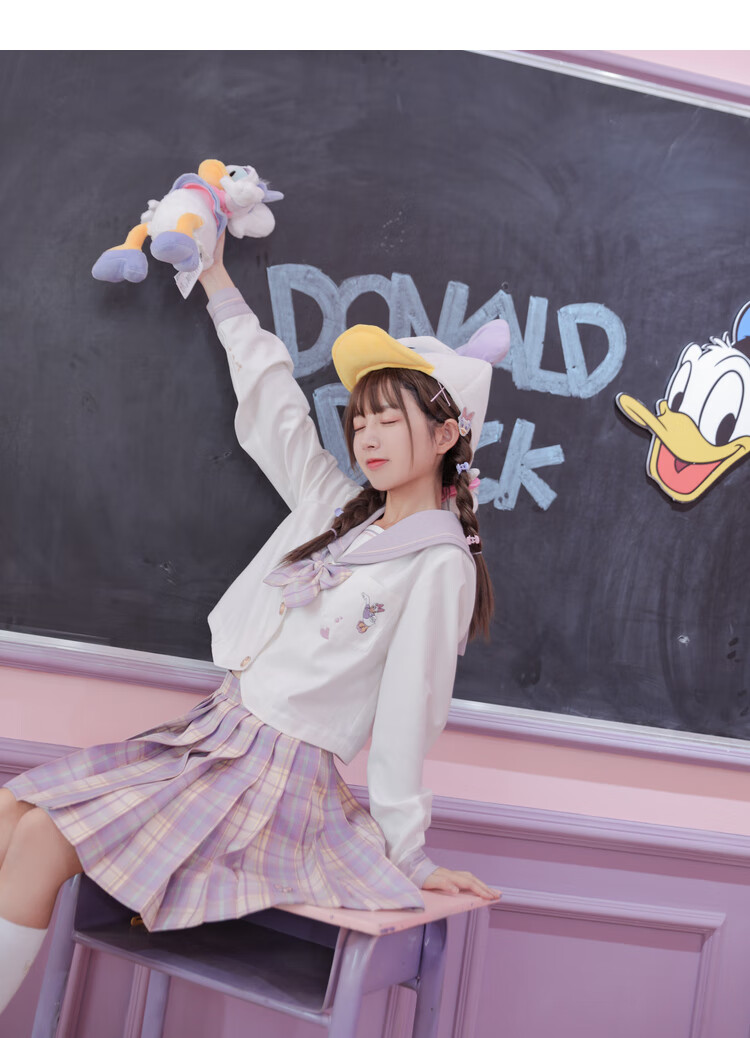 迪士尼联名黛丝原创森女部落jk格裙闺蜜百褶可爱半身裙新款萌黛丝48cm