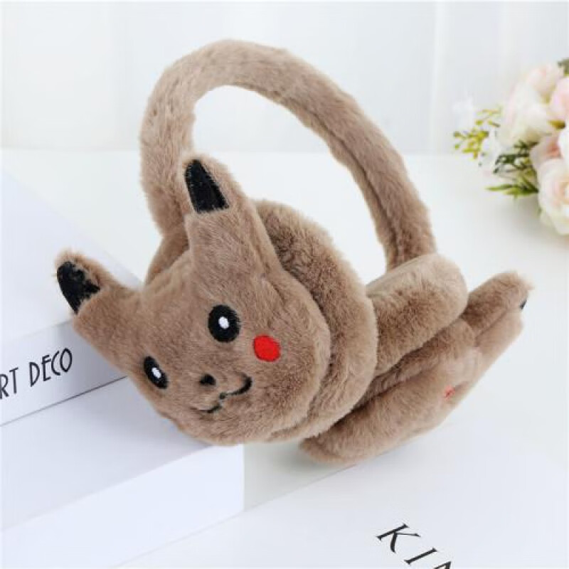 儿童成人学生耳包耳套耳暖卡通可爱保暖护耳寒秋冬季熊脸粉色卡通耳罩