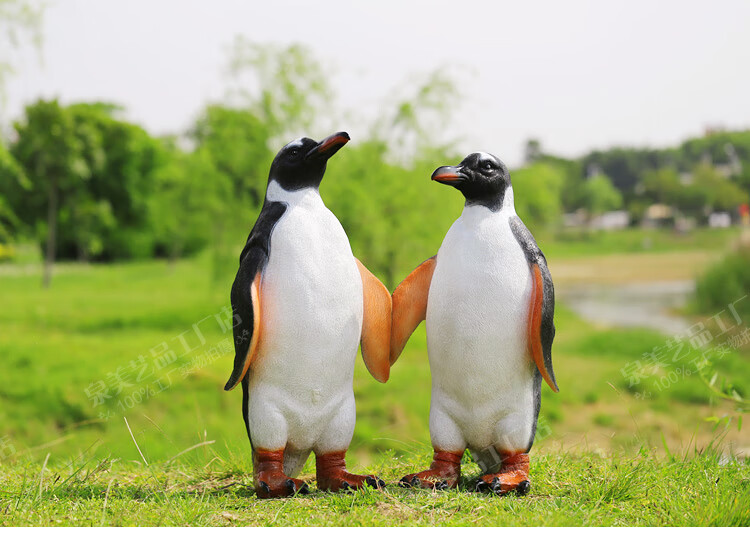 赤槿高档轻奢仿真企鹅摆件玻璃钢动物雕塑园林花园庭院幼儿园海洋主题
