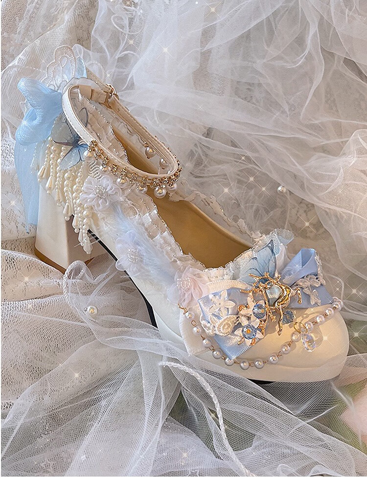 定制不退换花嫁洛丽塔鞋子梅露露ita鞋子六芒星手作lo鞋中华风茶会