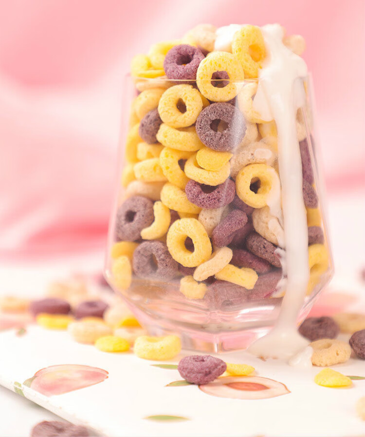 橙伯乐谷物圈脆无糖精山药紫薯玉米片粗粮代餐即食早餐伴侣牛奶搭档