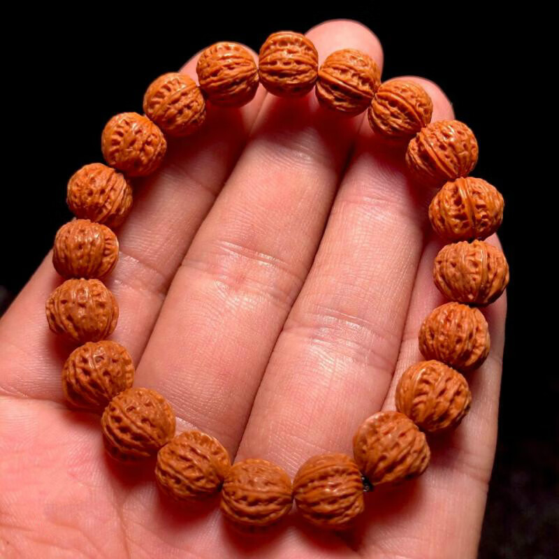 粗筋京八棱核桃手串男款野生龙纹桃核原籽雕刻小尺寸秋子手持文玩14粗