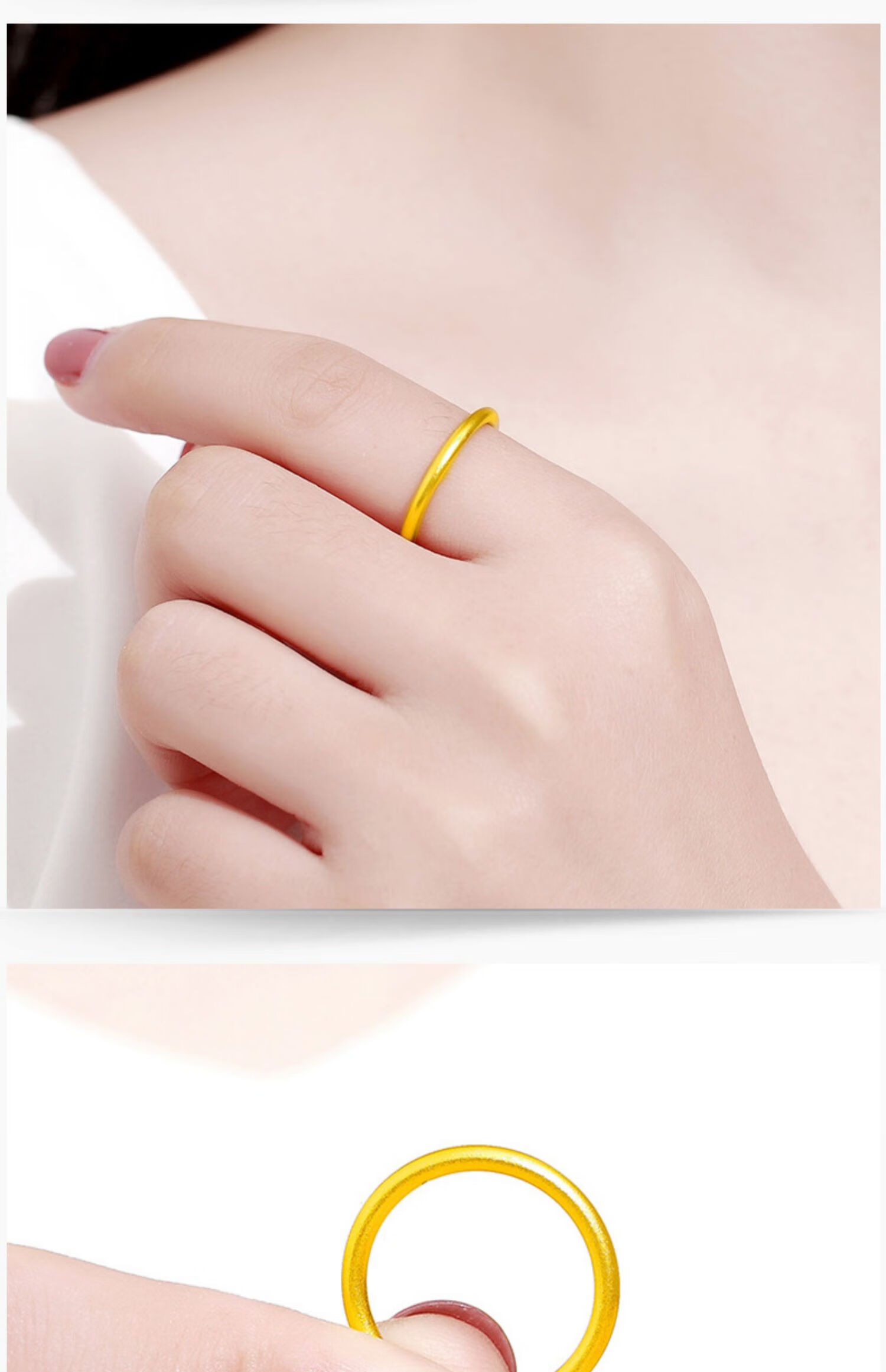 老凤祥款式 古法传承黄金戒指999足金三生三世小细圈女款足金食指戒素