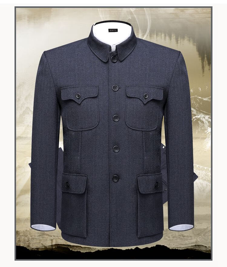 zhouyibo中老年中山装套装男春秋冬装老年人中山服老人外套男爷爷装