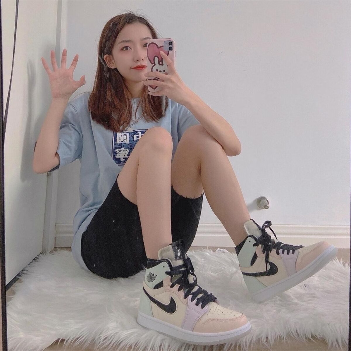 【官方旗舰】aj男女鞋高帮篮球鞋男女鞋纯原aj禁穿潮流情侣鞋 黑扣碎