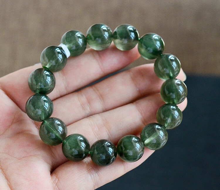 璀福银楼 天然绿发晶手链 幽灵水晶聚宝盆 猫眼顺发手串一物一图男女