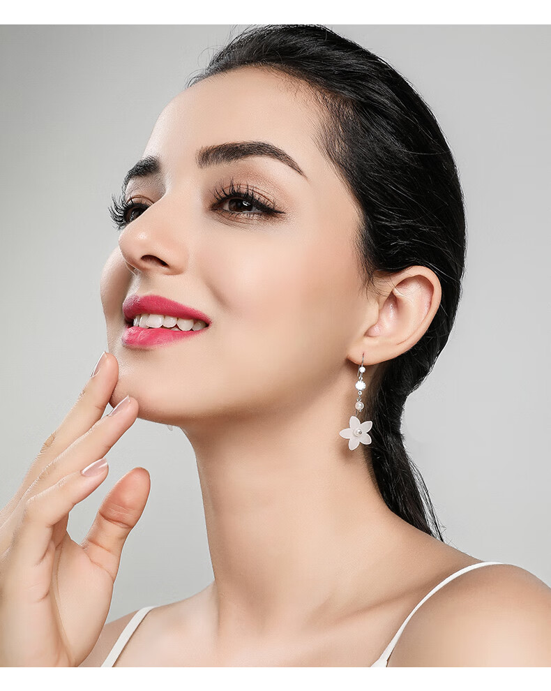 老凤祥款式花朵银耳环女2021年新款潮韩国气质网红耳坠独特耳饰显脸小