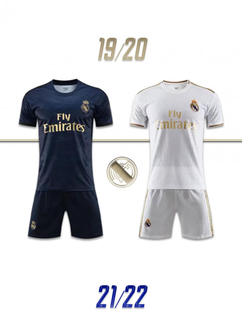 2022皇马球衣男c罗7号长袖马德里儿童比赛训练定制队服2021皇马联名