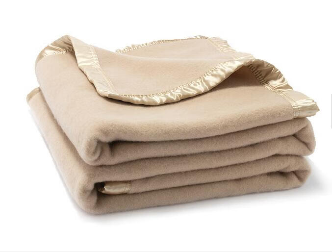 卓尔曼 老式纯羊毛毯秋冬盖毯子卧室单双人保暖柔软防潮铺盖垫 驼色