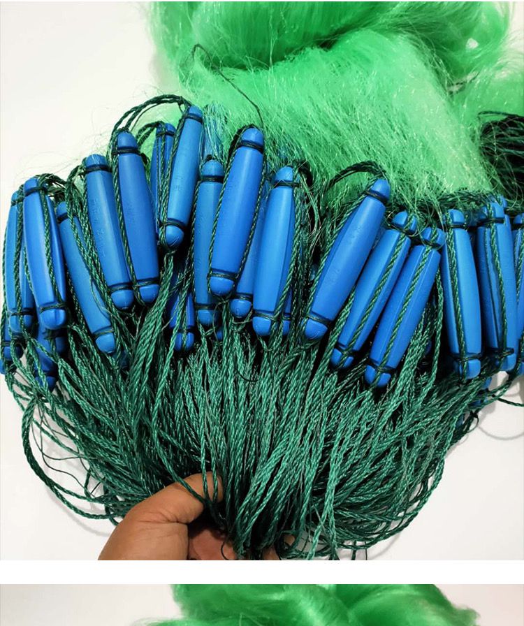 麦桑荷 塑料浮绳坠鱼网粘鱼网三层加重丝网挂网水库网抓鱼网捕鱼网沾