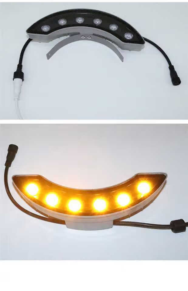 led瓦楞灯瓦片灯户外古建筑射灯七彩月牙形小功率水黄光投射灯6瓦钢化