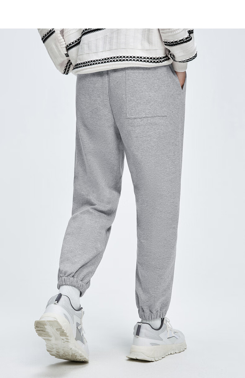 gxg男装【生活系列】21年冬季新款麻灰休闲简约体裁剪束脚长裤 麻灰色