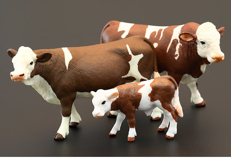 西门塔尔牛模型实心仿真动物模型套装农场动物玩具 西门塔尔牛 公牛
