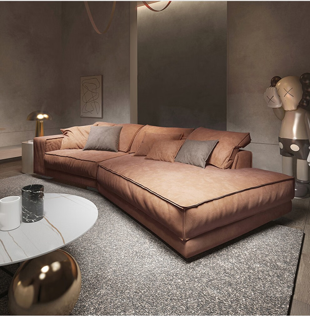 现代北欧纳米科技布羽绒沙发高端创意设计师转角组合双扶手直排24米