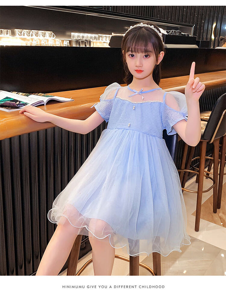 缘丝霞儿童纱纱裙连衣裙女童公主裙小学生蓬蓬裙子女夏天休闲风女大童