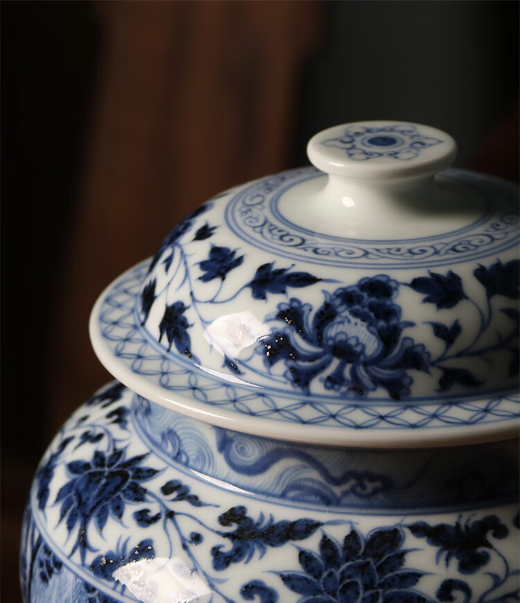 忆器蓝本慕古元青花八大罐系列之昭君出塞景德镇高端仿古陶瓷茶宠摆件