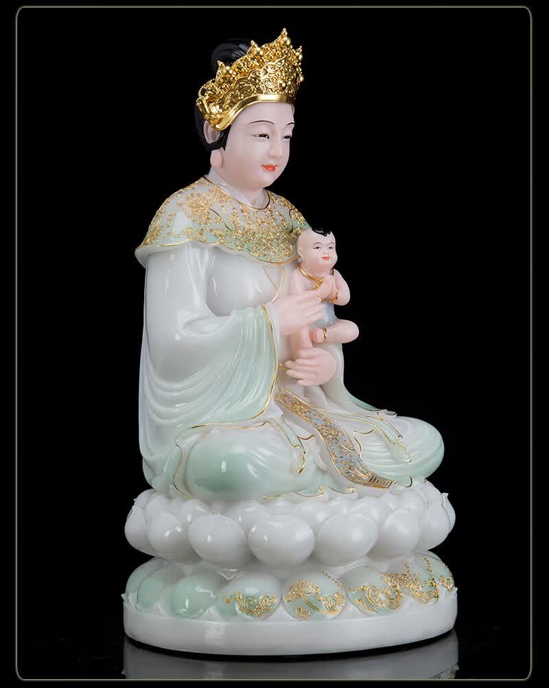 菲落 轻奢高端汉白玉泰山老奶奶碧霞元君神像泰山女神送子娘娘眼光