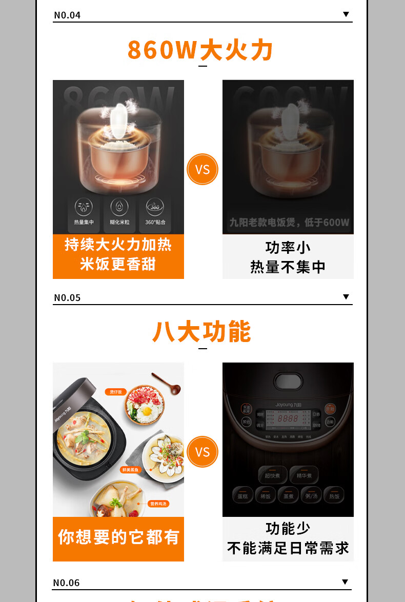 88877-九阳(Joyoung)电饭煲5L家用大容量电饭锅智能预约多功能大功率厚釜内胆煮饭锅5-8-10人 50FZ821【升级5L大容量柴火饭】-详情图