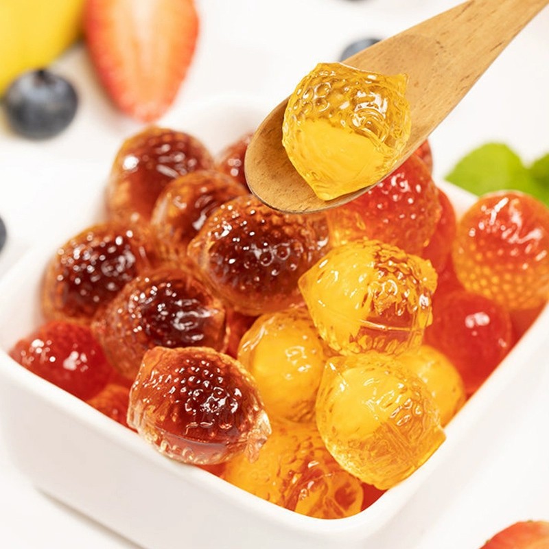 爆浆夹心果汁软糖网红零食水果流心糖芒果草莓水晶多口味休闲零食爆浆