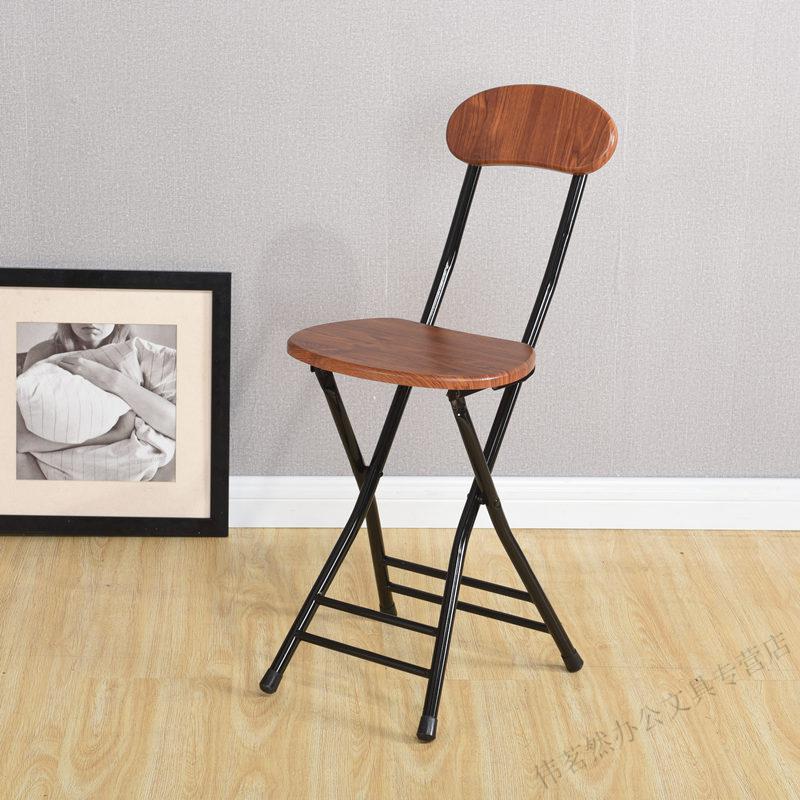 折叠椅子家用餐椅简易椅子靠背椅宿舍阳台靠椅便携折叠圆椅白架白橡圆