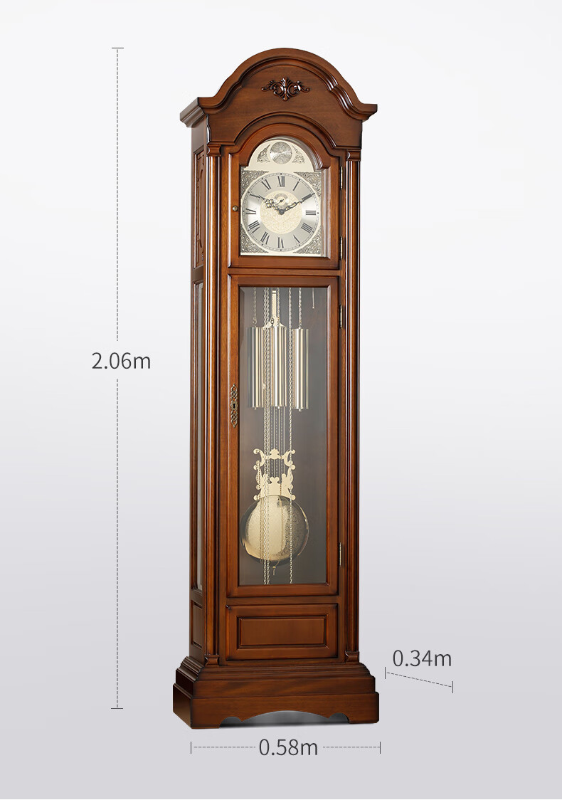 客厅新中式复古实木立钟座钟机芯落地钟机械实木中式复古立钟德国