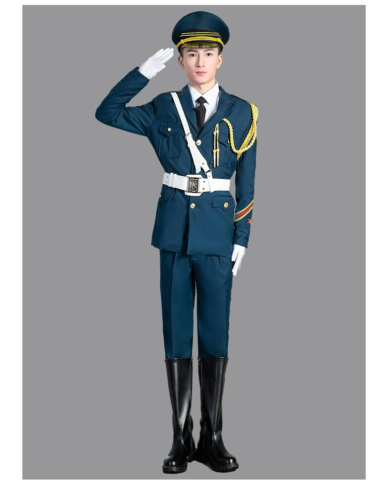 珂纷 升旗手服装成人三军仪仗队礼服护卫队学生礼宾服升旗仪式 绿色男