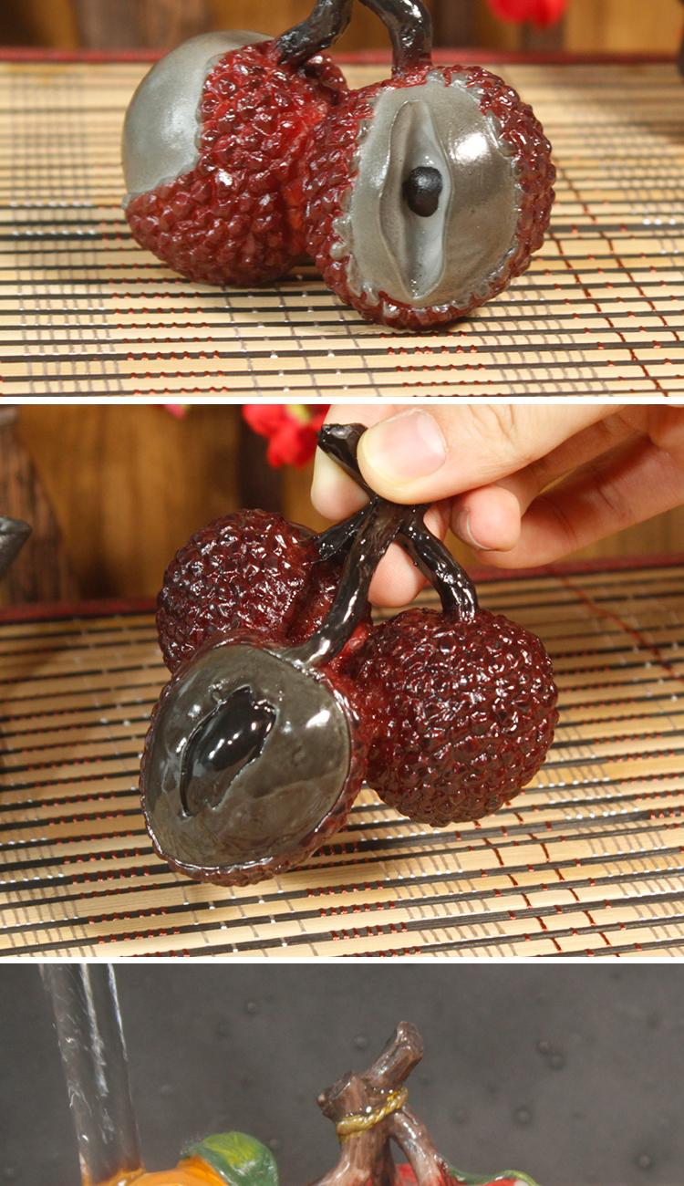 番易茶宠荔枝冲水变色可养茶桌摆件茶玩茶道装饰品功夫茶具配件1颗