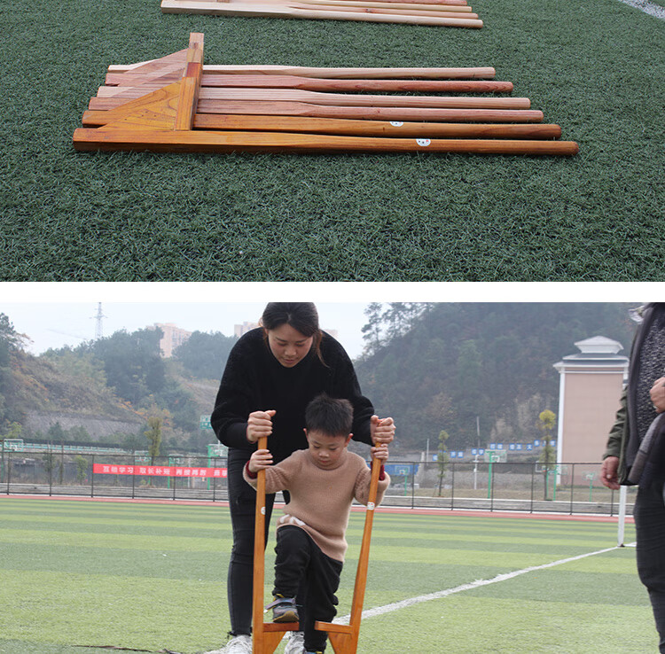 高脚马高脚竞速民族运动竹马高跷骑竹马竹高脚三人板鞋竞速高跷鞋 浅