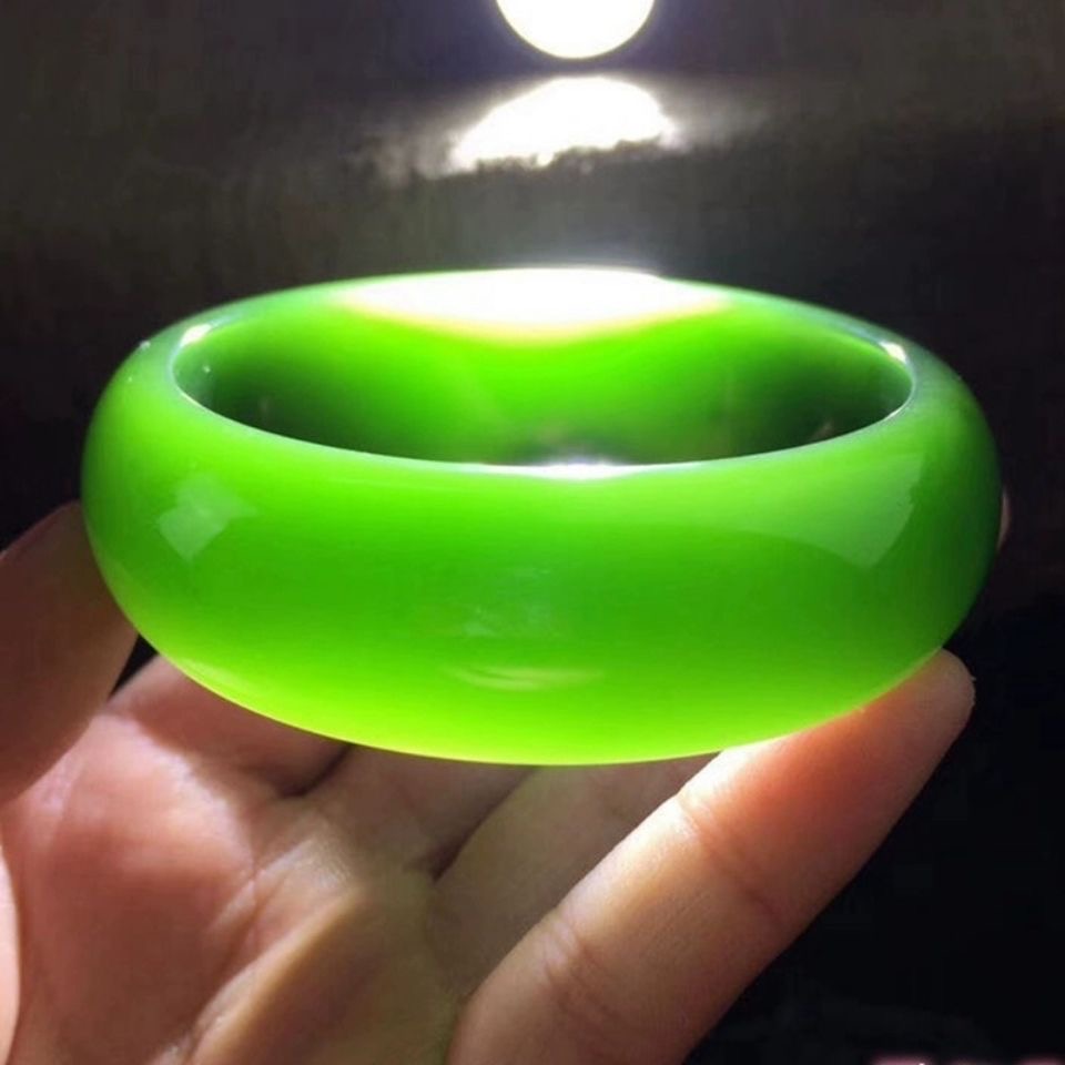 和田玉手镯高档品质新疆碧玉手镯加宽加厚a货老料真玉菠菜绿玉镯子