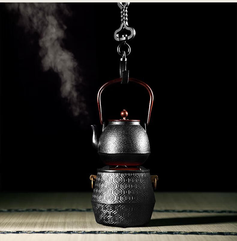 日本进口铸铁茶壶铁壶煮茶炉电陶炉煮茶器泡茶壶铸铁壶煮茶烧水壶泡茶