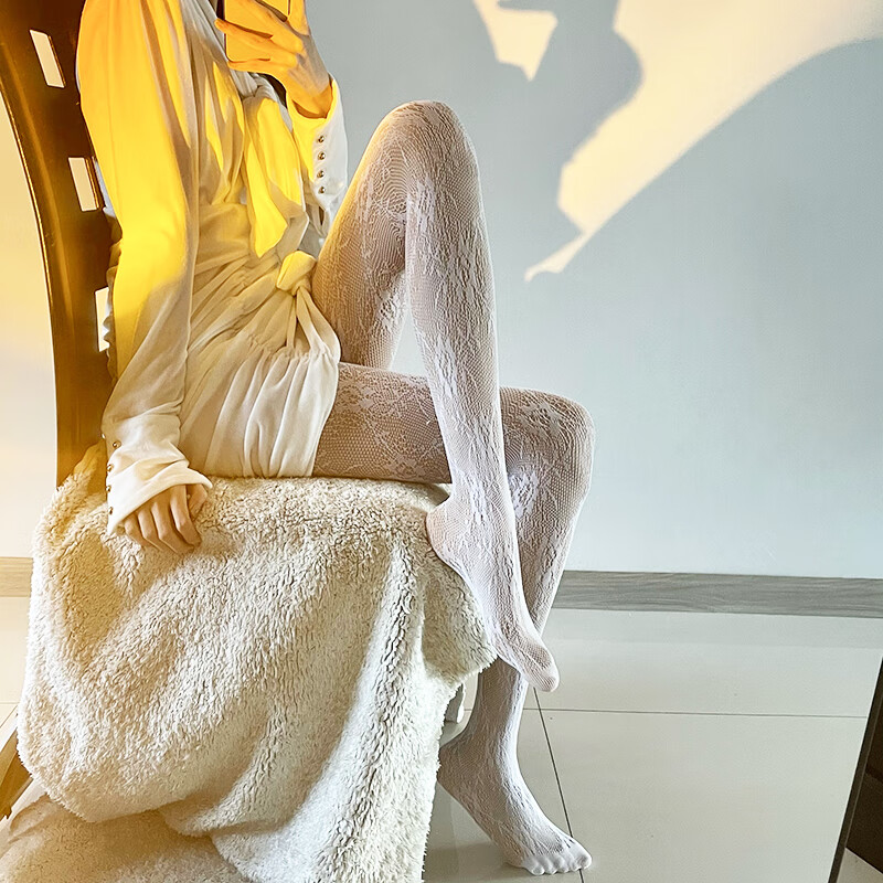 南极人旗舰专卖两双装加绒加厚光腿神器肉色打底连裤黑白玫瑰花渔网