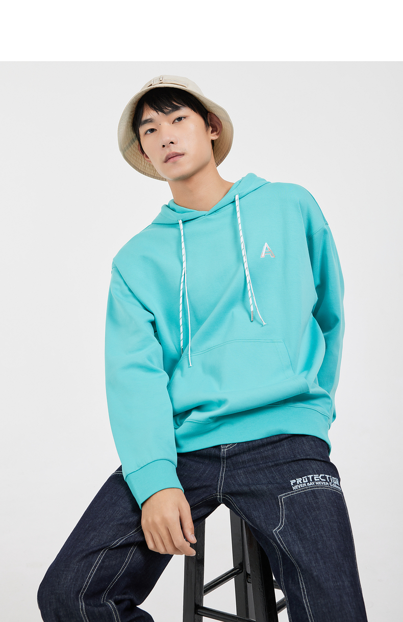 cabbeen卡宾男装休闲连帽卫衣男上衣青年男士衣服秋潮流绣花运动街头