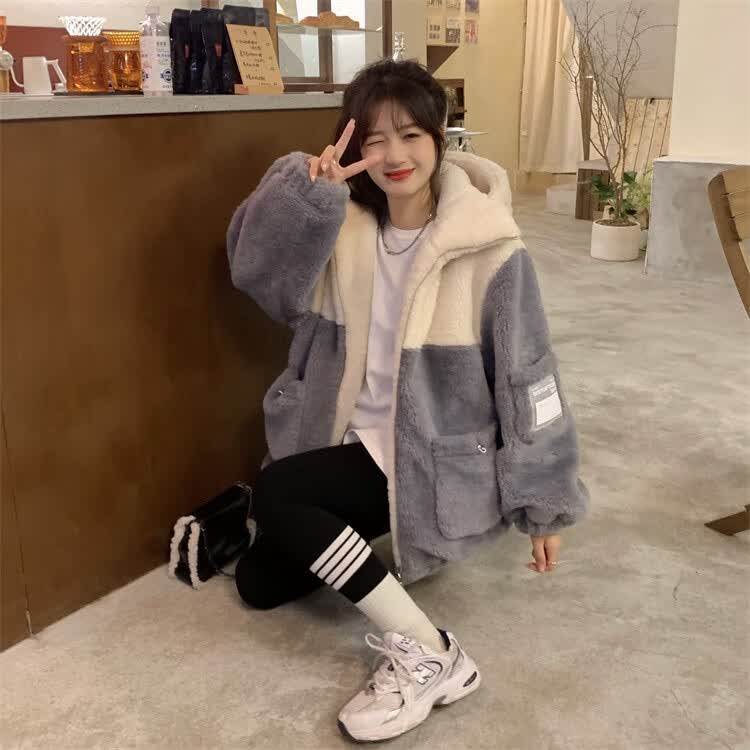 如韵梦少女装初中生高中生女生女学生可爱熊耳朵连帽棉衣棉服女冬季