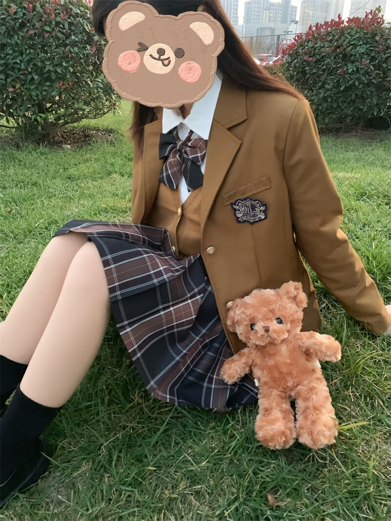 jk制服少女制服套装小田町jk原创设计西装格裙开衫刺绣衬衫全套制服