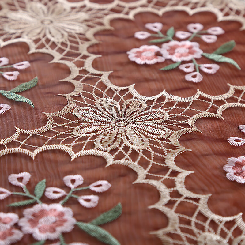 合武欧式纱绣床头柜盖巾刺绣多用盖巾长方形餐桌电视柜镂空蕾丝桌布十