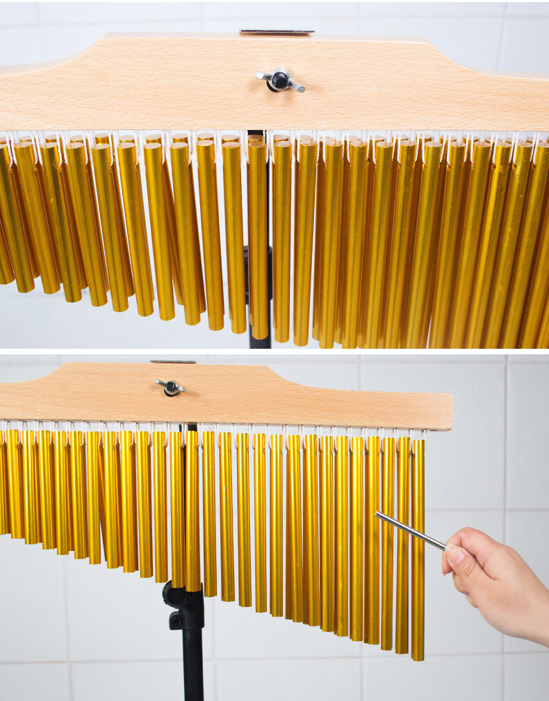 音束双排金色音风铃乐队伴奏演出音树龙圣音束排铃打击乐器 单排47音