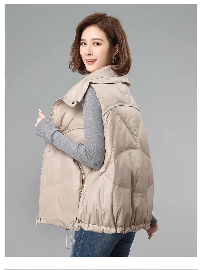 皮尔卡丹品牌女装羽绒马甲女冬季外穿背心外套2021新款时尚百搭妈妈款