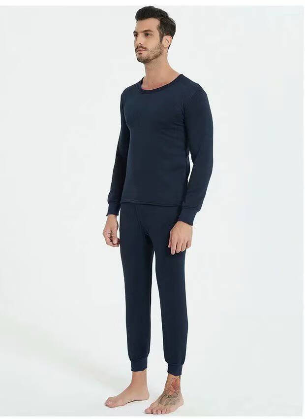 浪莎男秋衣秋裤套装衣纯色长袖圆领修身长裤保暖男士男式内衣线衣线裤