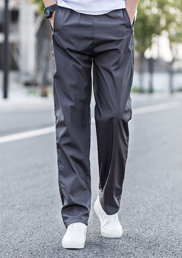 透气休闲裤涤纶男士速干裤耐磨宽松加绒保暖裤子2021新品黑色单层m