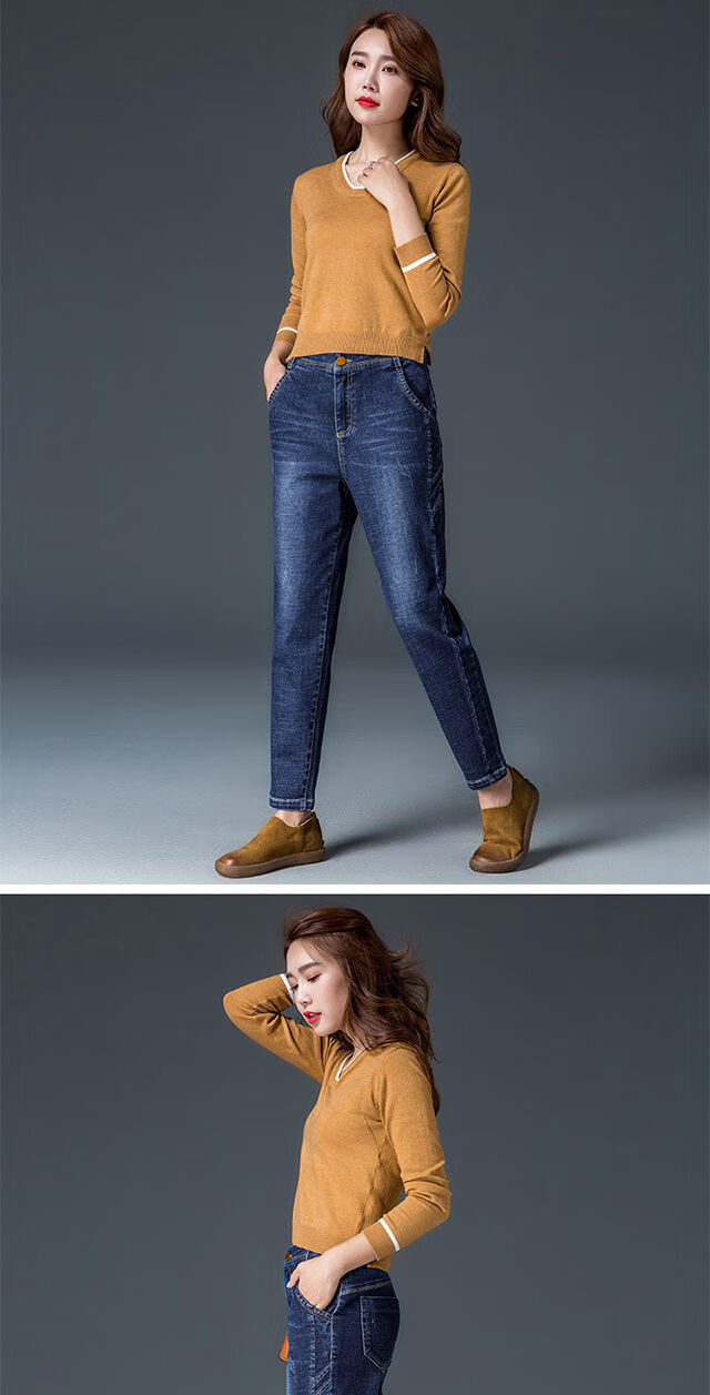 直筒裤女宽松女士大码哈伦裤2021春秋新款显瘦萝卜裤长裤6688黑色送