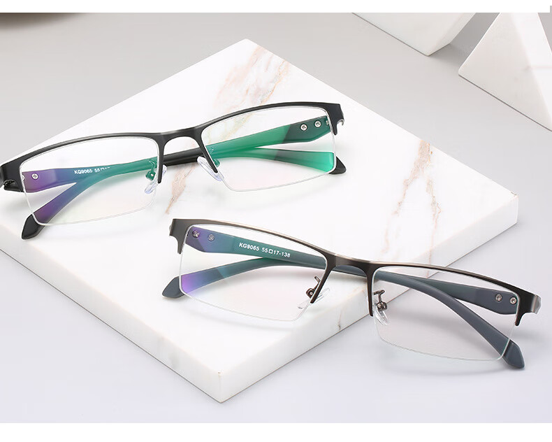商务眼镜框金属合金眼镜架新款半框可配有度数0600男枪框近视600度