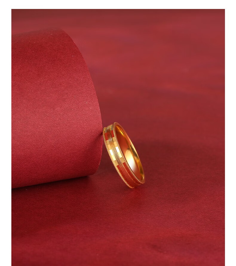 黎丝莱顿黄金条纹戒指女999足金5g亮面条纹戒317g12圈口