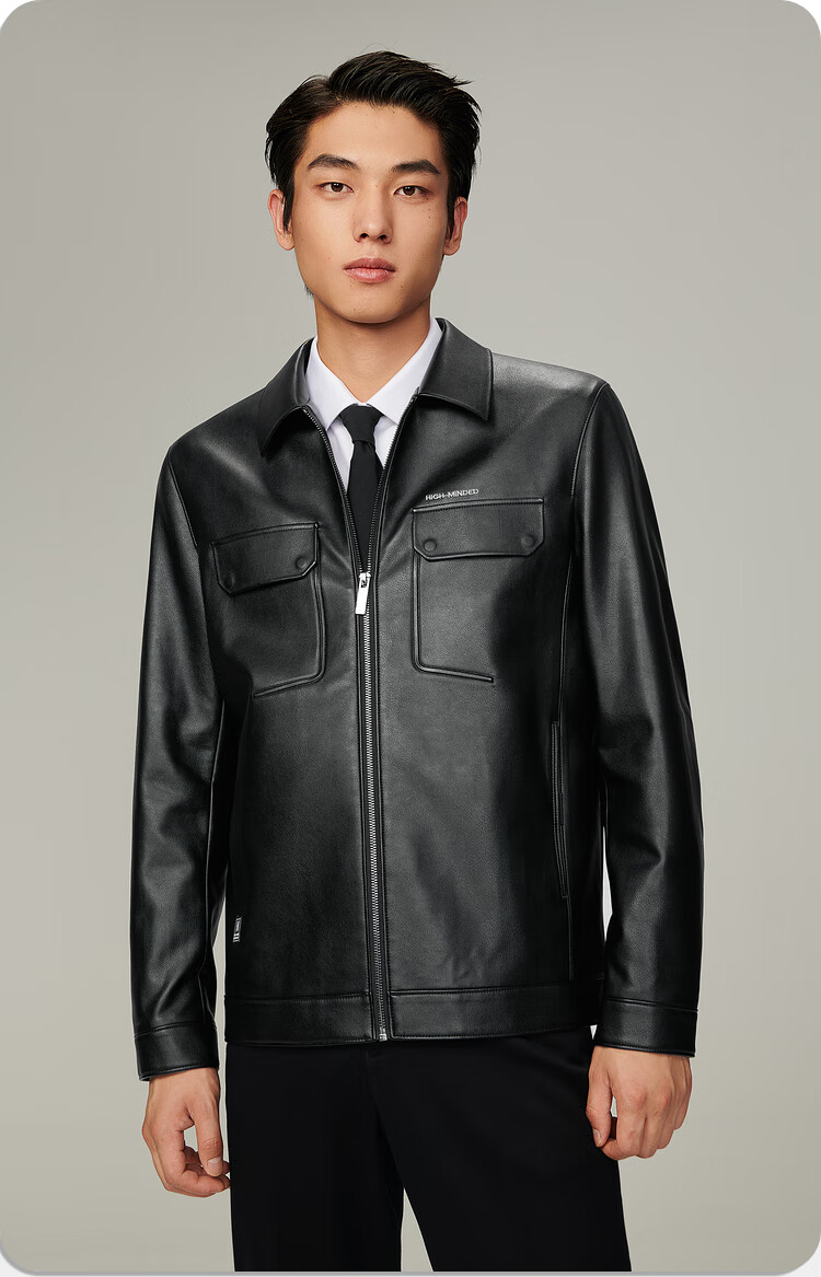 hla海澜之家夹克男2022秋季经典pu皮质感