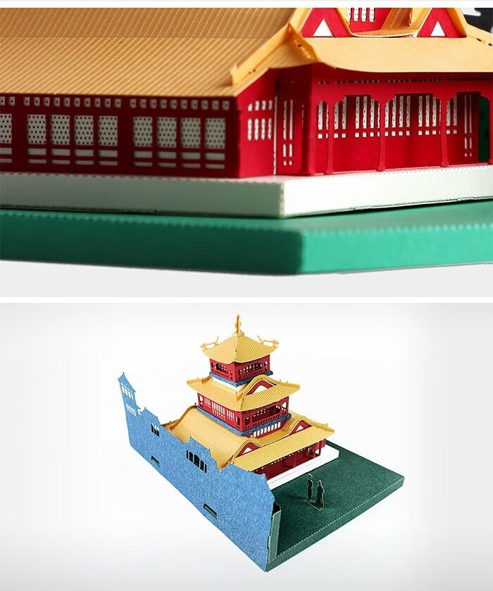 纸艺拼装3d立体拼图中国名胜古迹建筑模型纸雕摆件成人拼装玩具带灯可