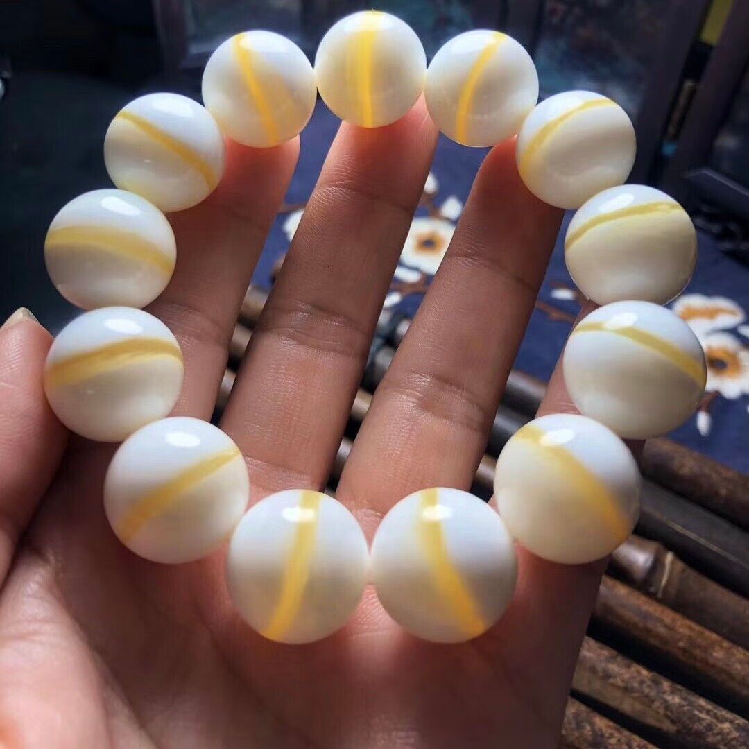 顶盈金丝贝手串正金线太极佛珠散贝壳珠项链挂件男女朋友生日礼物10mm