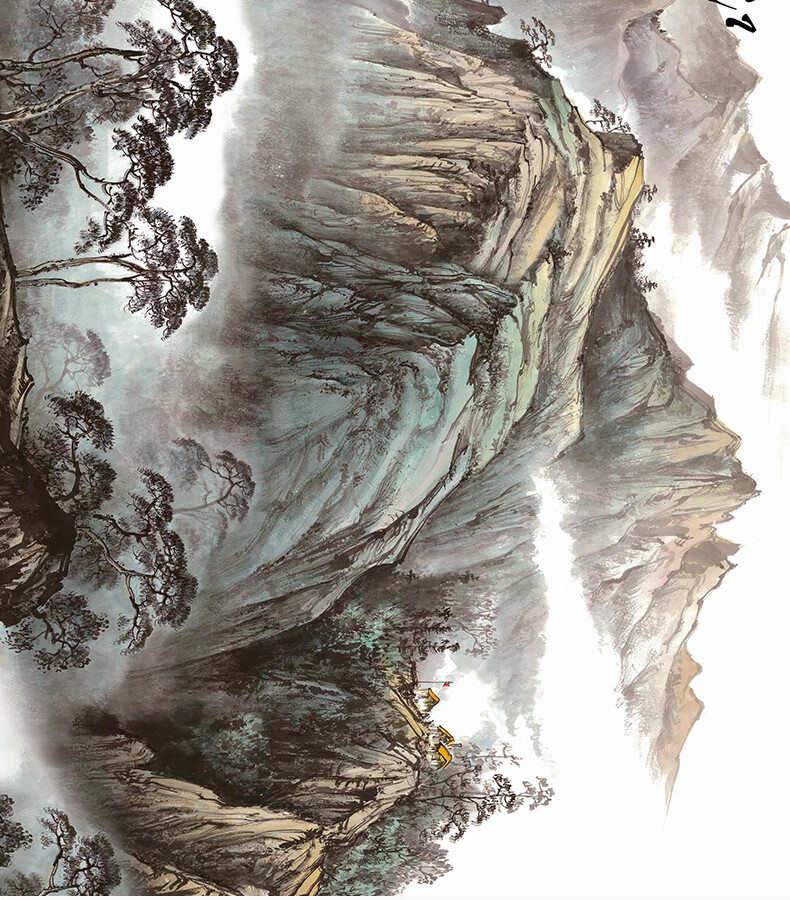 施香曼国画山水画客厅装饰画背有靠山招财办公室字画挂画鸿运当头风景