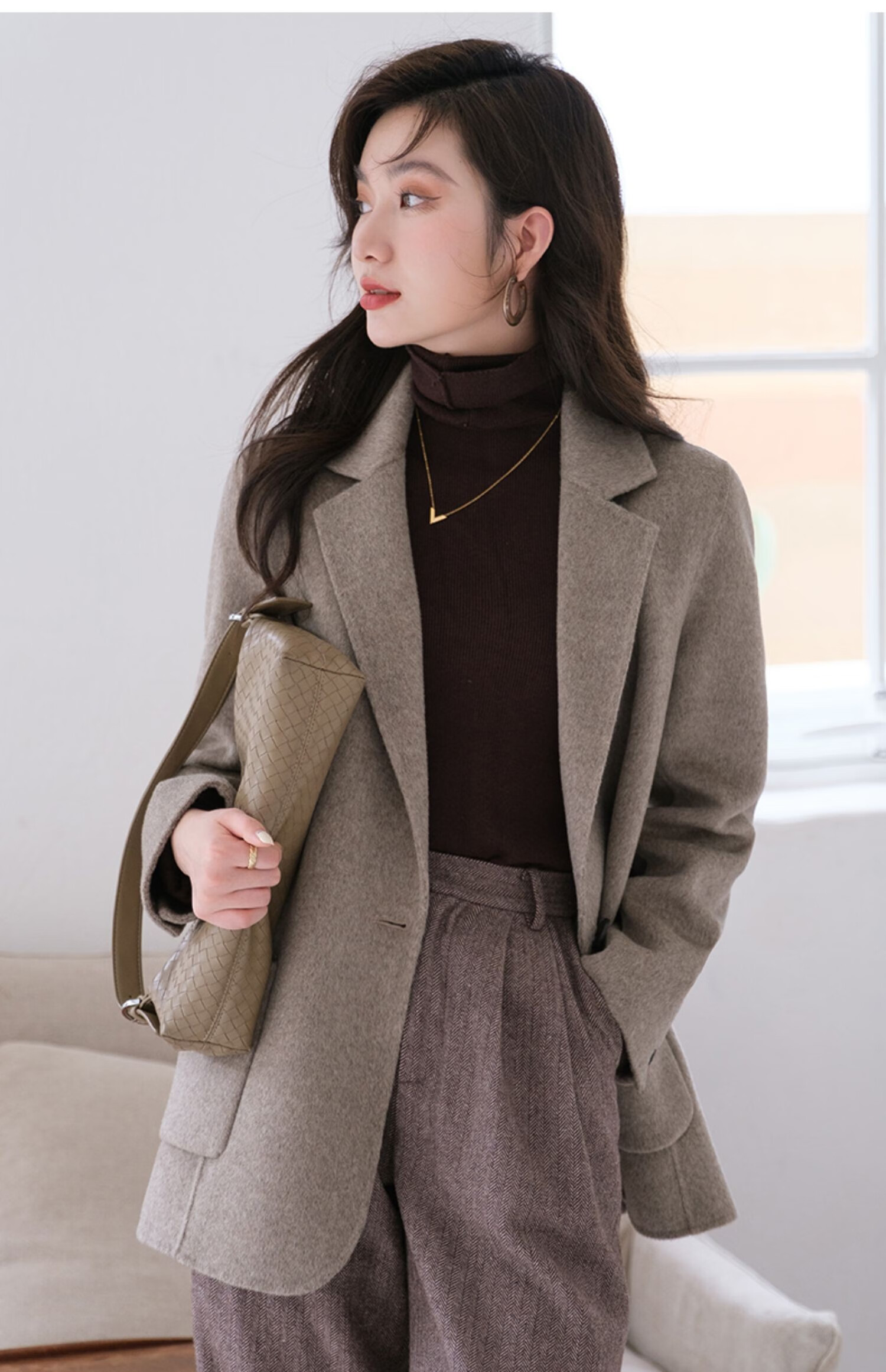 【年货节】【全场】【抢一件】大衣女短款2021秋冬小个子高端气质修身