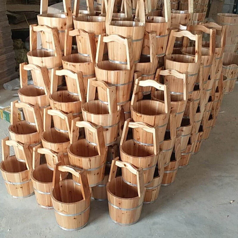 足浴中药桶 提水桶 小木桶 提桶 木质水桶 桑拿拎水桶道具 35cm提水桶