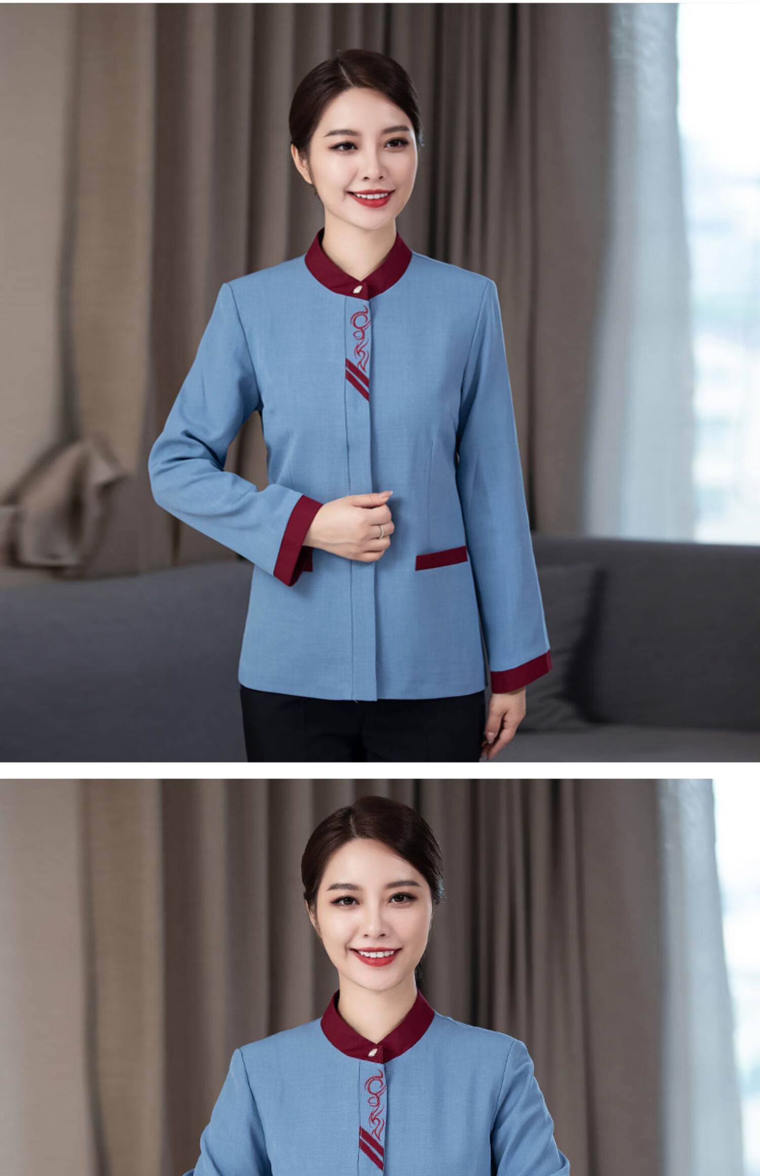 琴羽林物业保洁工作服女男小区售楼部工厂医院客房家政酒店阿姨套装